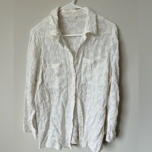 White Lace Button-Up Shirt